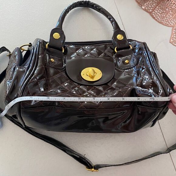 Chocolate Brown Patent Leather Handbag - Picture 10 of 11